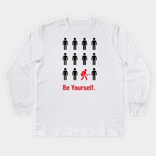 Be Yourself Guitarist Stickman Silhouette Light Theme Kids Long Sleeve T-Shirt